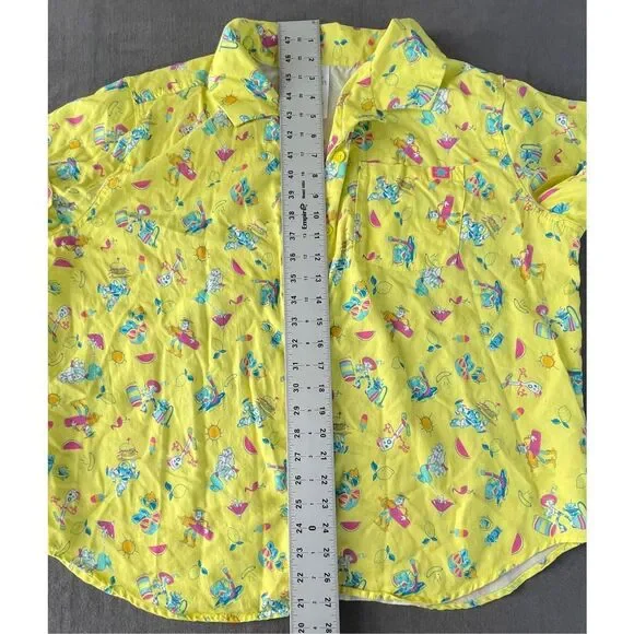 Disney Toy Story Button Down Shirt | Women’s XL | Yellow Buzz Woody Summer Print - Picture 5 of 8
